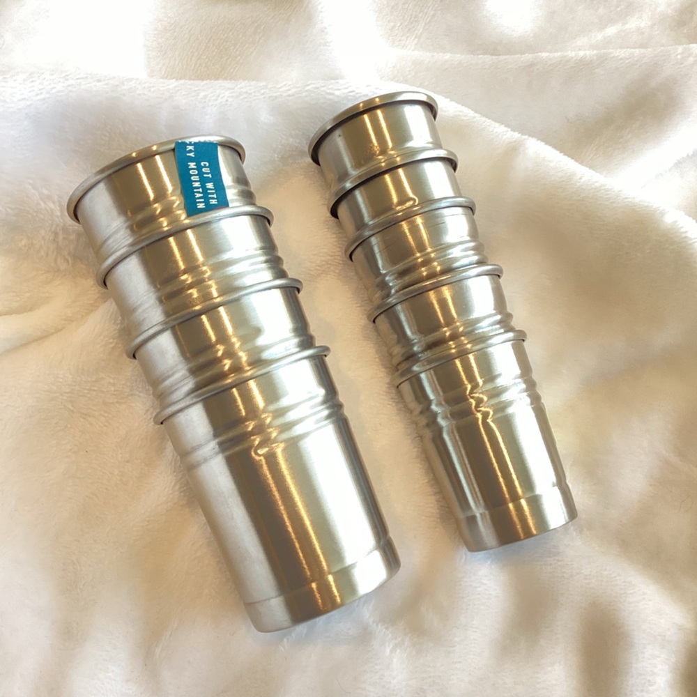 SET Shot Glasses Qty 9 Silver Tone NEW